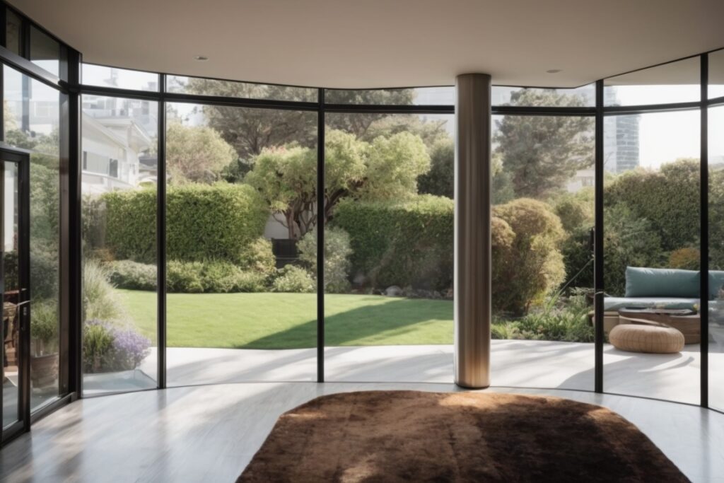 curved glass window film installation San Francisco home interior