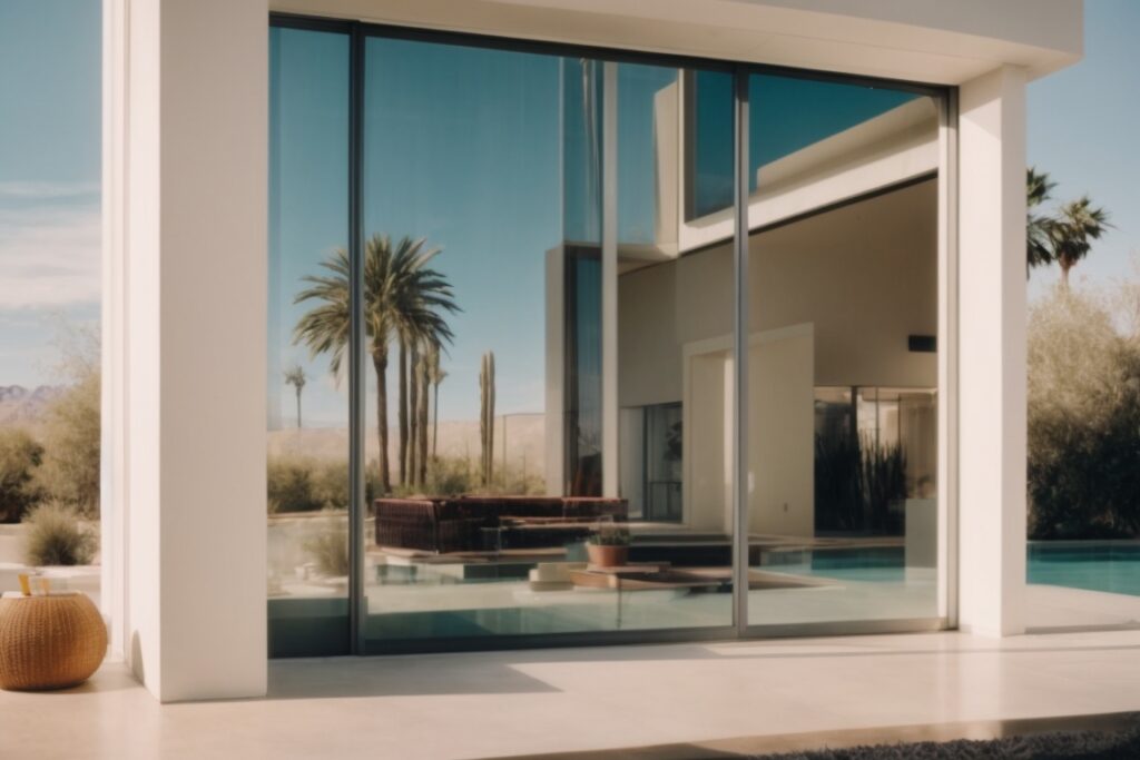 Las Vegas home interior with visible window film