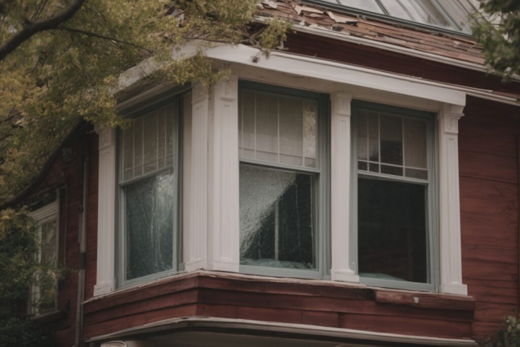 Philadelphia home with broken glass windows showcasing need for security window film