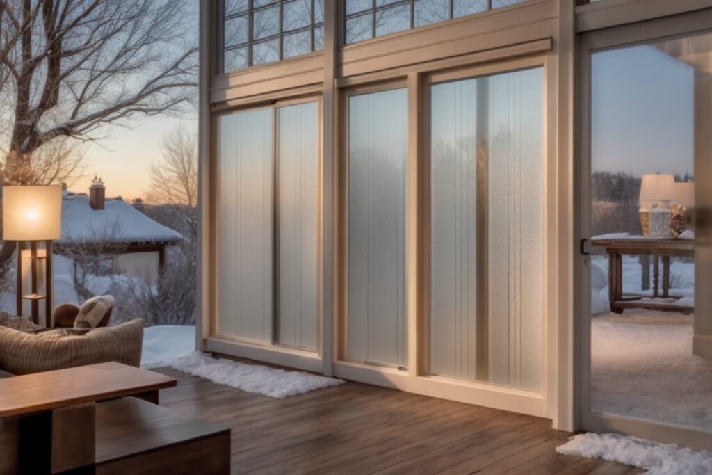 Denver home with frosted decorative window film for privacy